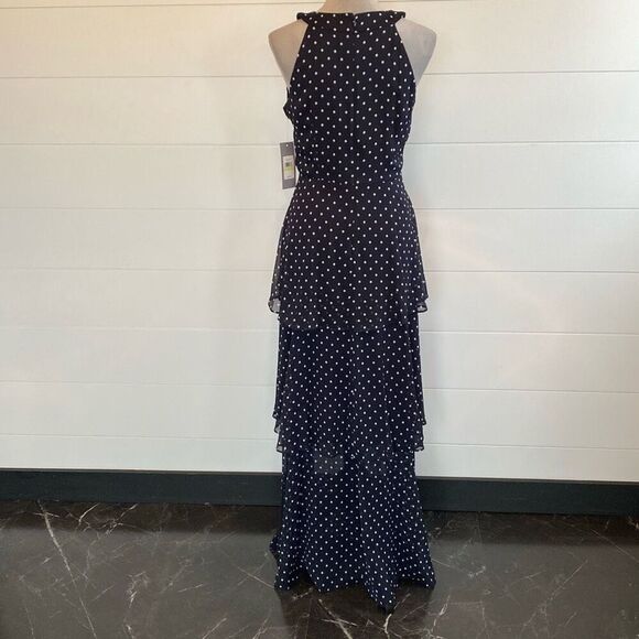 Marc New York Classic Dot Chiffon Halter Neck Tier Maxi Dress - Picture 5 of 10